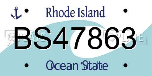 BS47863 Rhode Island License Plate