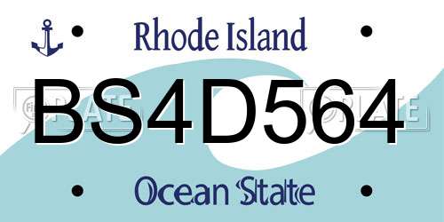 BS4D564 Rhode Island License Plate