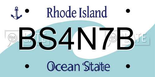 BS4N7B Rhode Island License Plate
