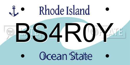 BS4R0Y Rhode Island License Plate