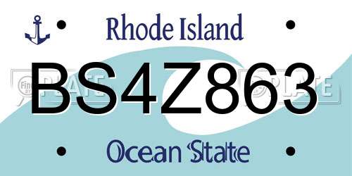 BS4Z863 Rhode Island License Plate