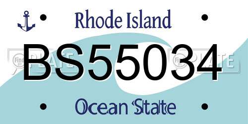 BS55034 Rhode Island License Plate