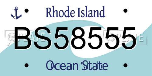 BS58555 Rhode Island License Plate