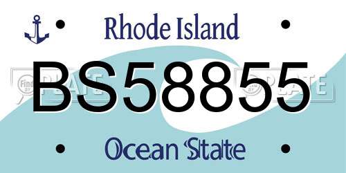 BS58855 Rhode Island License Plate