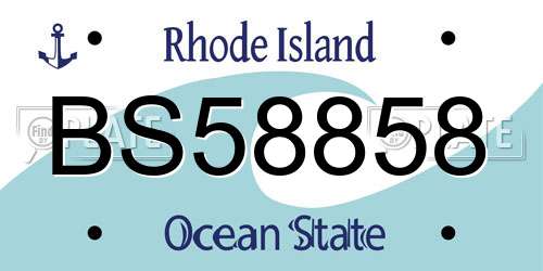 BS58858 Rhode Island License Plate