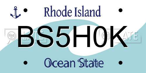 BS5H0K Rhode Island License Plate