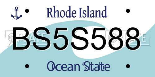 BS5S588 Rhode Island License Plate