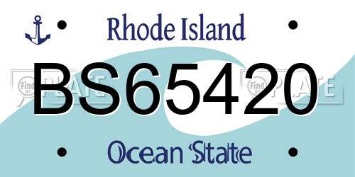 BS65420 Rhode Island License Plate