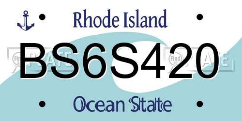 BS6S420 Rhode Island License Plate