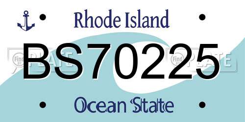 BS70225 Rhode Island License Plate