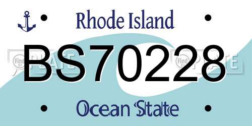 BS70228 Rhode Island License Plate