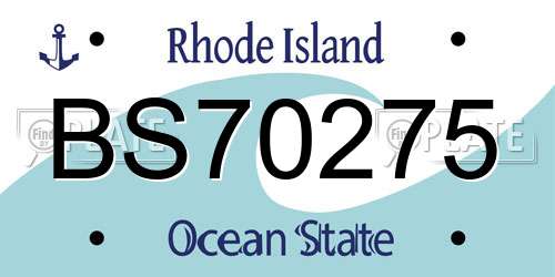 BS70275 Rhode Island License Plate