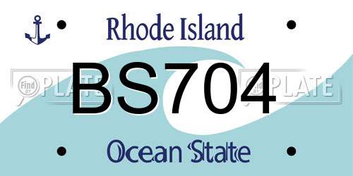BS704 Rhode Island License Plate