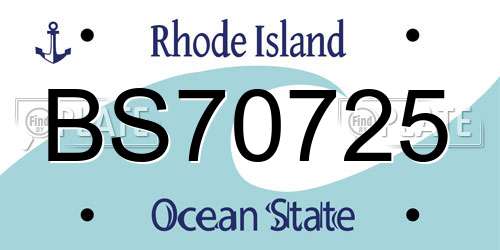 BS70725 Rhode Island License Plate