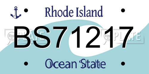BS71217 Rhode Island License Plate