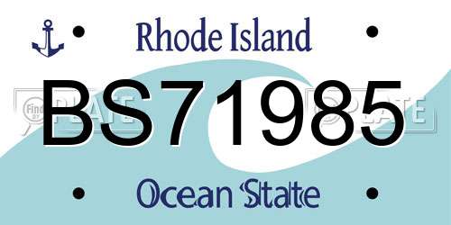 BS71985 Rhode Island License Plate