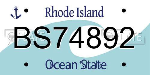 BS74892 Rhode Island License Plate