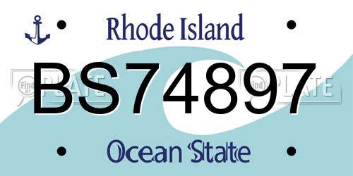 BS74897 Rhode Island License Plate