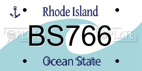 BS766 Rhode Island License Plate