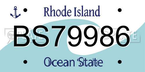 BS79986 Rhode Island License Plate