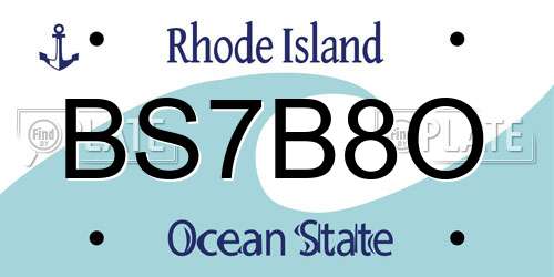 BS7B8O Rhode Island License Plate