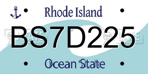 BS7D225 Rhode Island License Plate