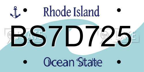 BS7D725 Rhode Island License Plate