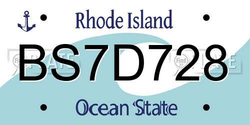 BS7D728 Rhode Island License Plate