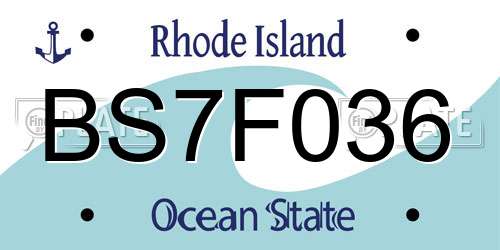 BS7F036 Rhode Island License Plate