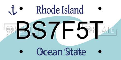 BS7F5T Rhode Island License Plate