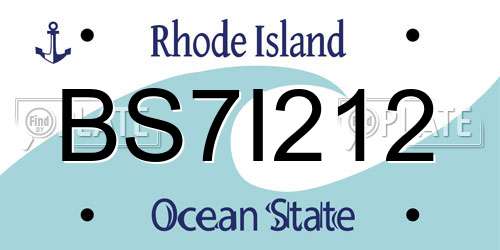BS7I212 Rhode Island License Plate