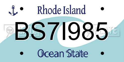 BS7I985 Rhode Island License Plate