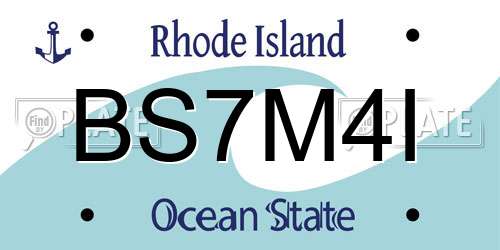 BS7M4I Rhode Island License Plate