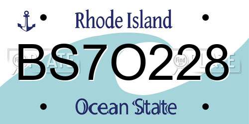 BS7O228 Rhode Island License Plate