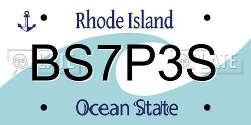 BS7P3S Rhode Island License Plate