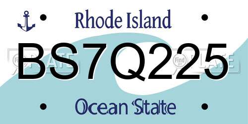 BS7Q225 Rhode Island License Plate