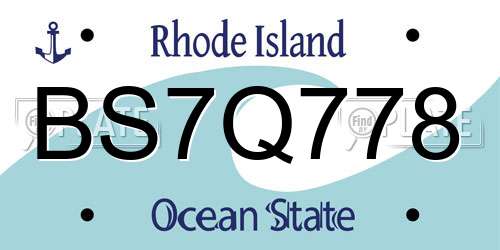BS7Q778 Rhode Island License Plate