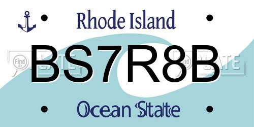 BS7R8B Rhode Island License Plate