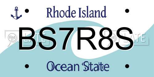 BS7R8S Rhode Island License Plate