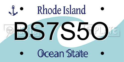 BS7S5O Rhode Island License Plate