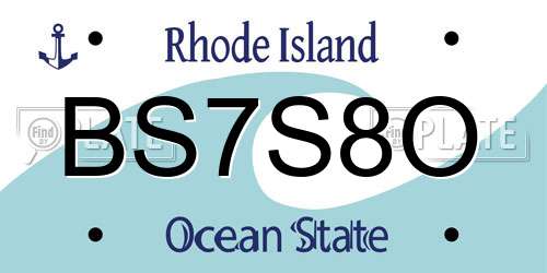 BS7S8O Rhode Island License Plate