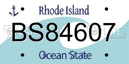 BS84607 Rhode Island License Plate
