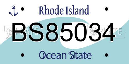 BS85034 Rhode Island License Plate