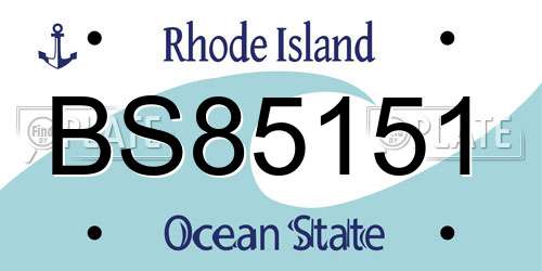 BS85151 Rhode Island License Plate