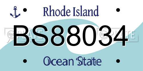 BS88034 Rhode Island License Plate