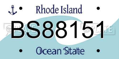 BS88151 Rhode Island License Plate