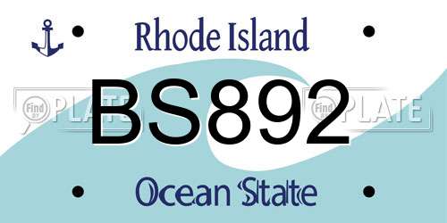 BS892 Rhode Island License Plate