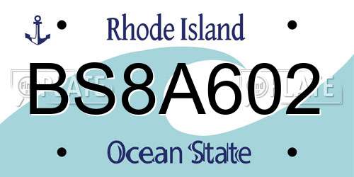 BS8A602 Rhode Island License Plate