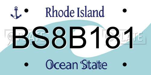 BS8B181 Rhode Island License Plate