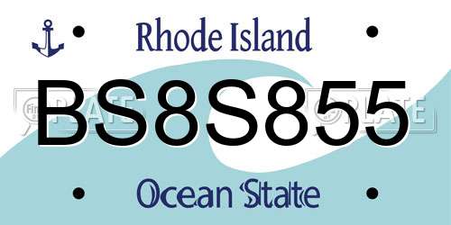BS8S855 Rhode Island License Plate